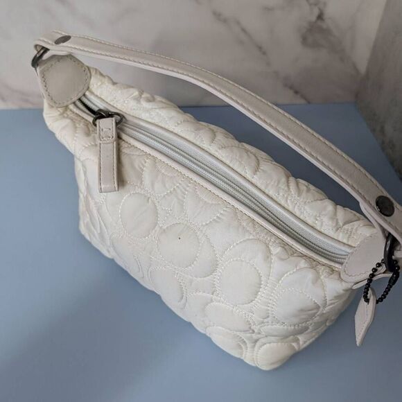 Coach Y2K Signature C Quilted White Mini Pouchette Shoulder Bag - Picture 5 of 7